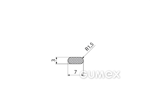 "I" mikroporöses Profil, 3x7mm, 2 Ströme ,Dichte 500kg/m3, EPDM, -30°C/+80°C, schwarz, 